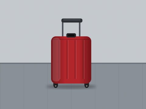 Red hardshell rolling suitcase